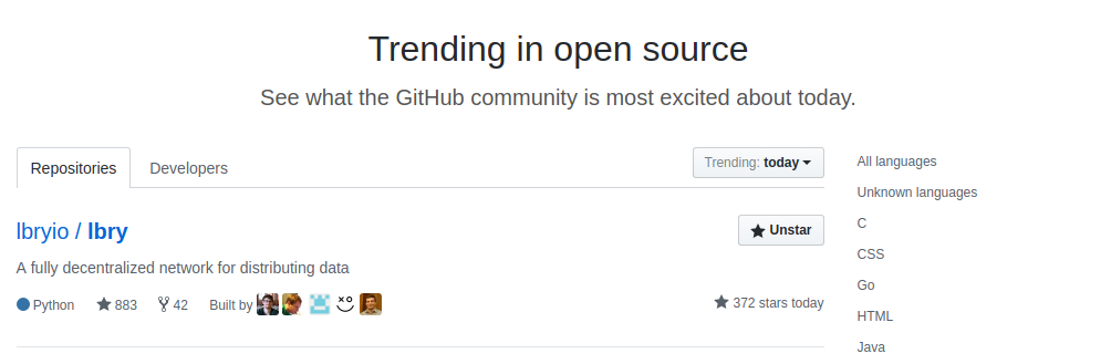 LBRY Trending on GitHub